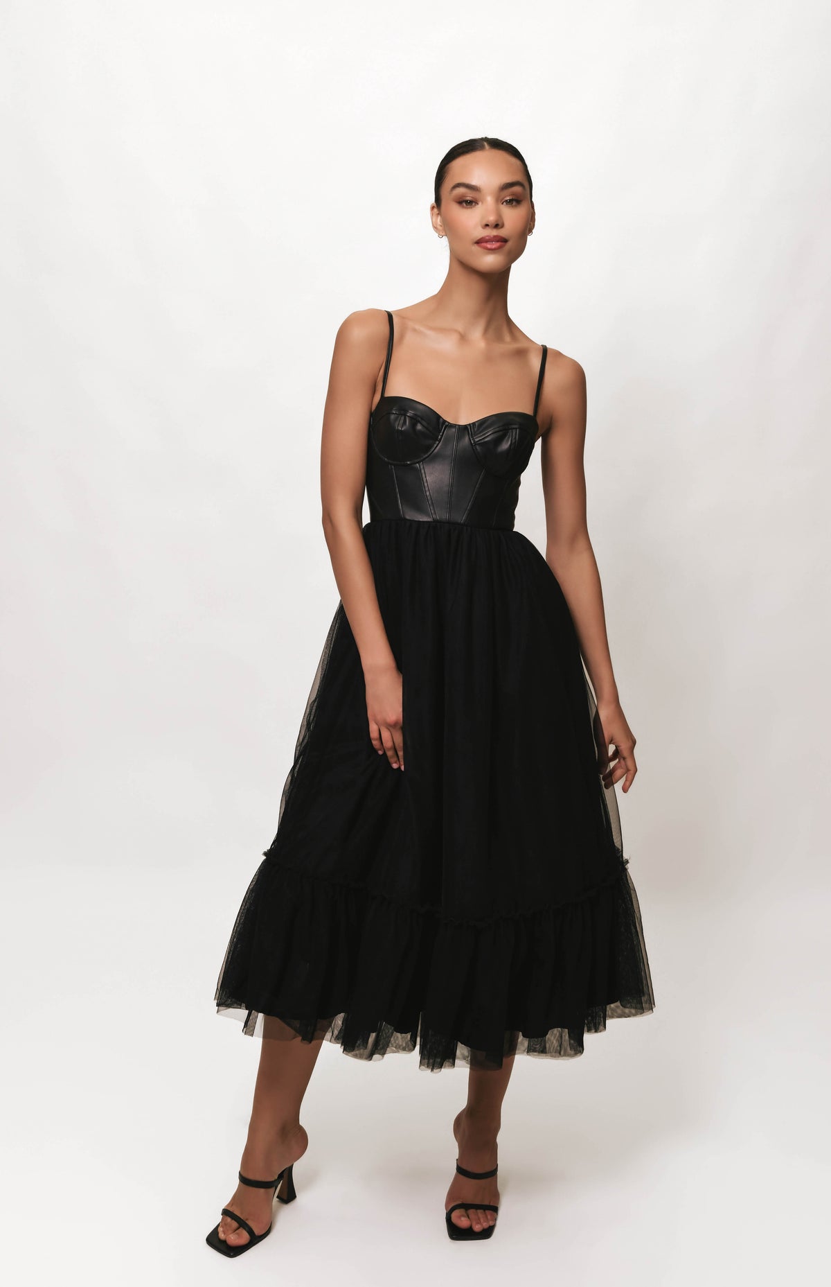 Essex Dress Black Faux Leather Tulle Stealing Underwear Essex Dress Black Faux Leather Tulle Stealing Underwear