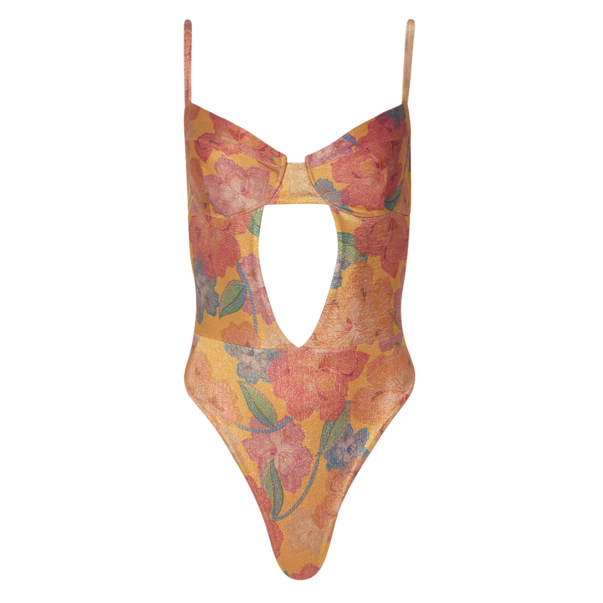 Honey Orange Bloom Dore Underwire One Piece Swimsuit