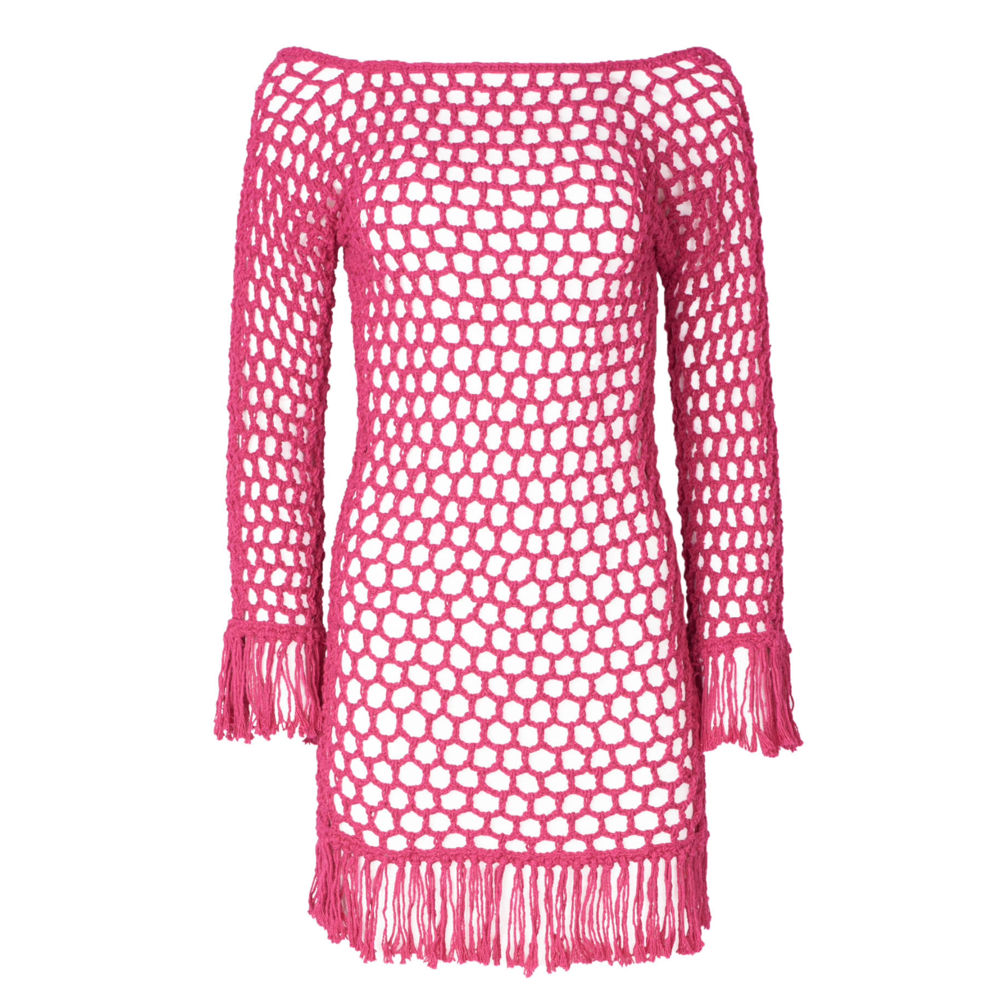 Violet Fuchsia Crochet Mini Dress Coverup