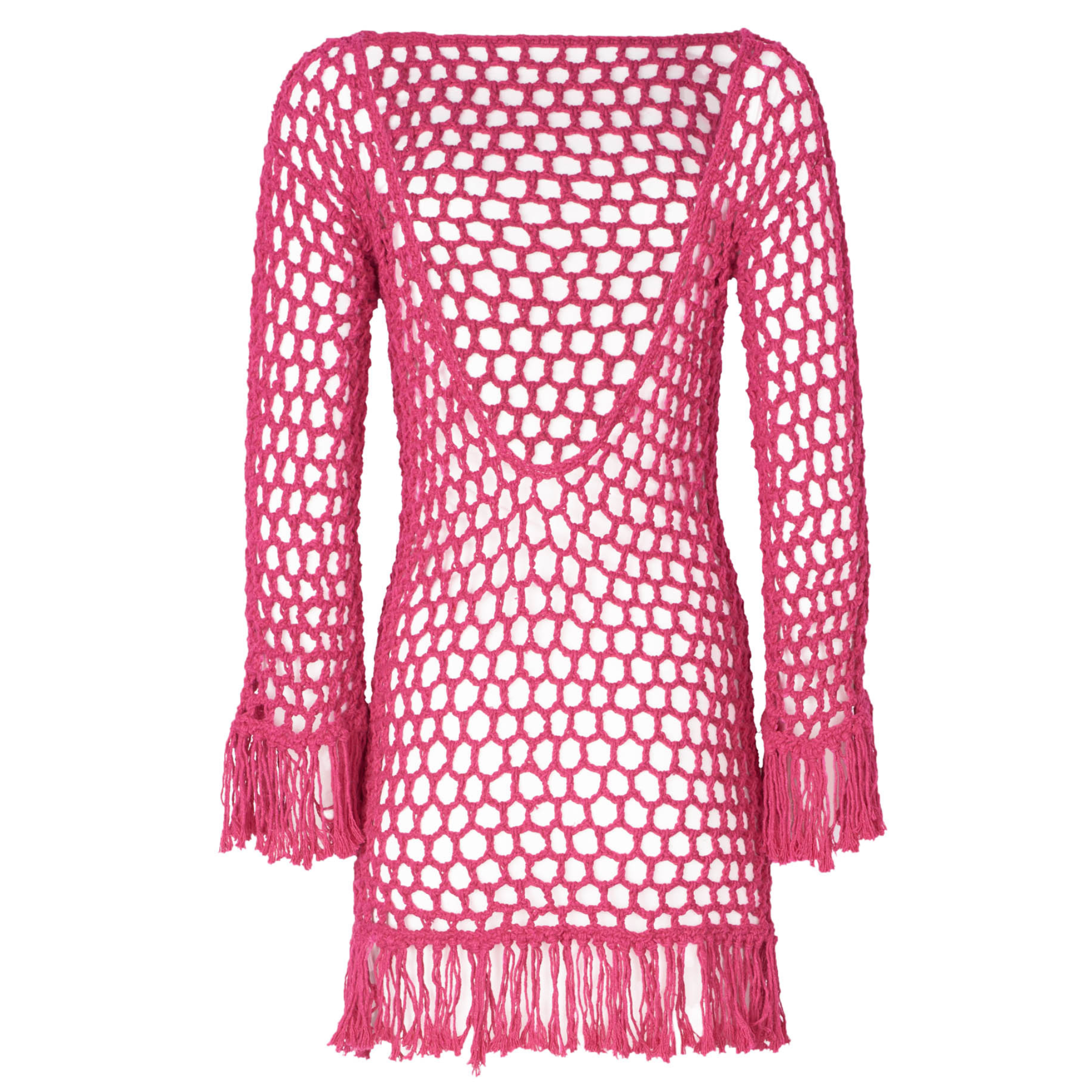 Violet Fuchsia Crochet Mini Dress Coverup