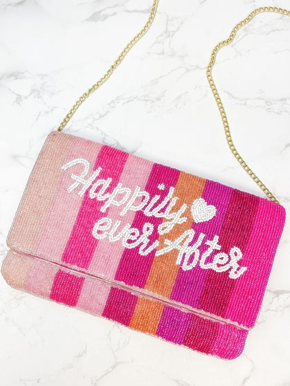 Happily Ever After Pink Beaded Clutch Beaded Clutch/Crossbody