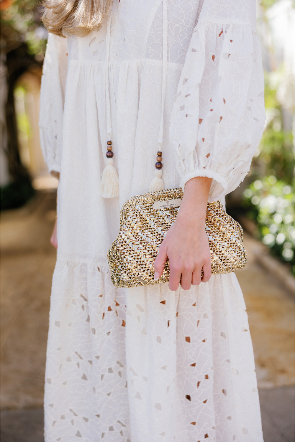 Gold Bag Raffia Clutch/Crossbody