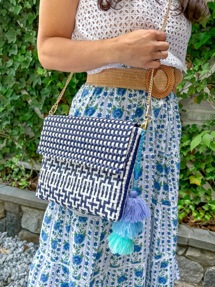 Preppy Tile Navy Citron Crossbody/Clutch