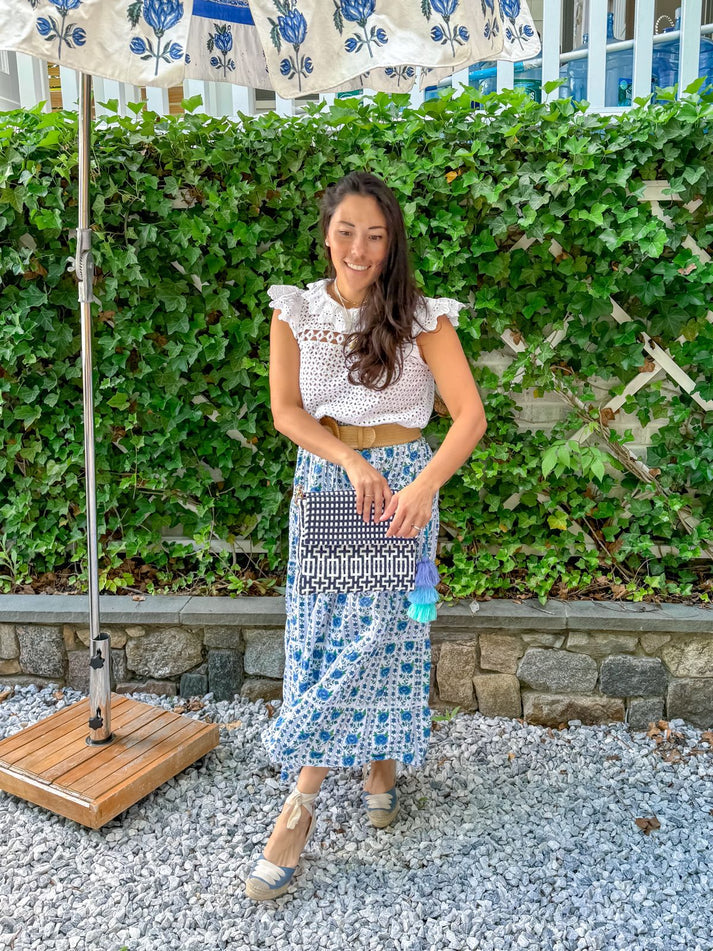 Preppy Tile Navy Citron Crossbody/Clutch