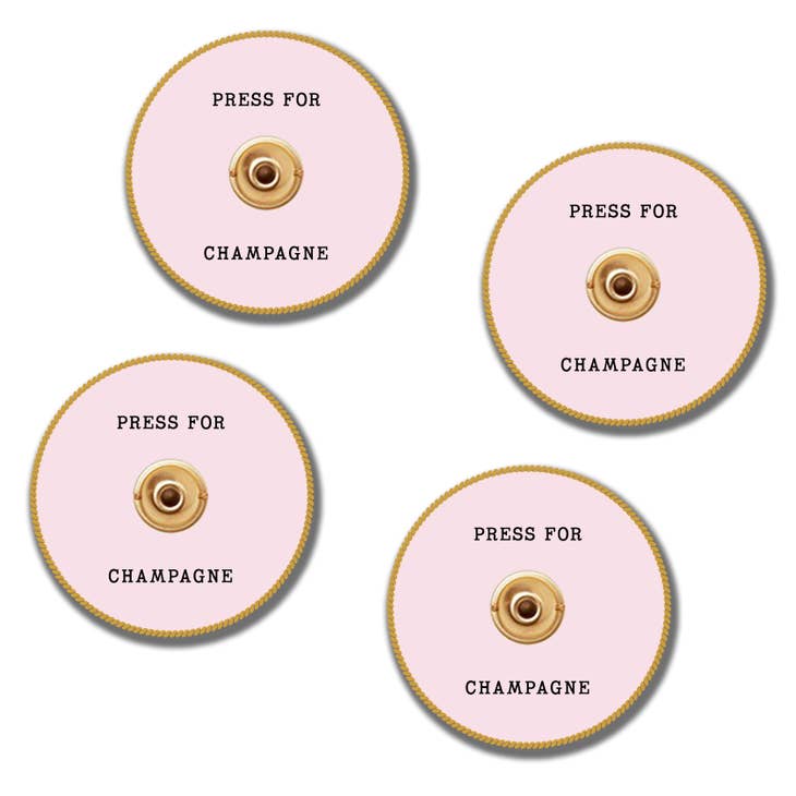 Press for Champagne Button Ceramic Coasters (Set of 4)