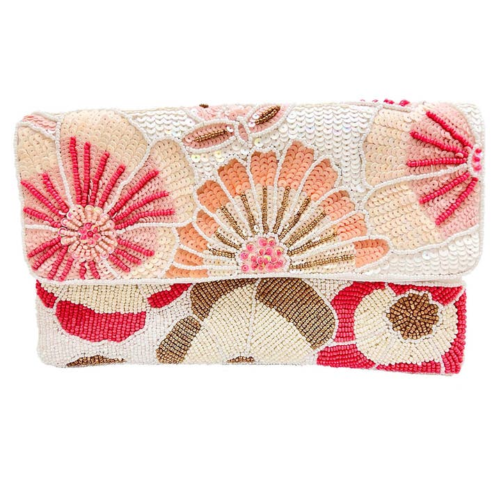 Flowers By The Sea Beaded Clutch/Crossbody
