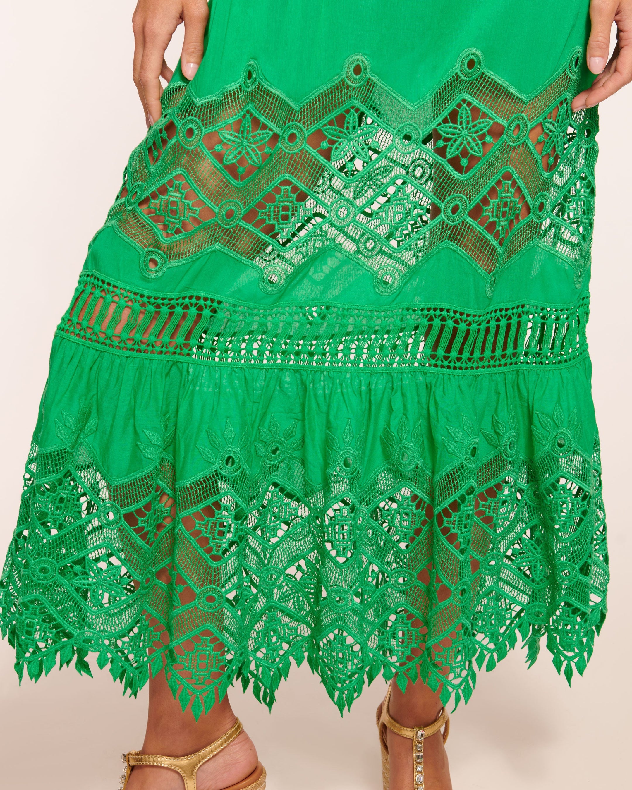 Ramy Brook Aviana Lace Cover-Up Maxi Dress Palm Green