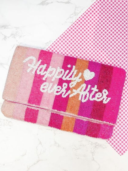 Happily Ever After Pink Beaded Clutch Beaded Clutch/Crossbody