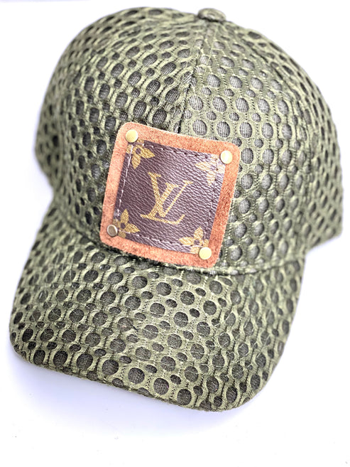 Mesh Me Camo Green Hat with LV Patch