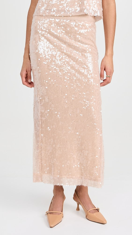 Ramy Brook Annita Nude Sequin Midi Skirt