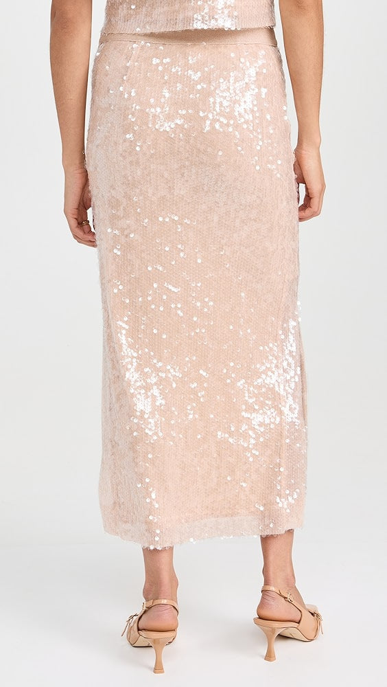 Ramy Brook Annita Nude Sequin Midi Skirt