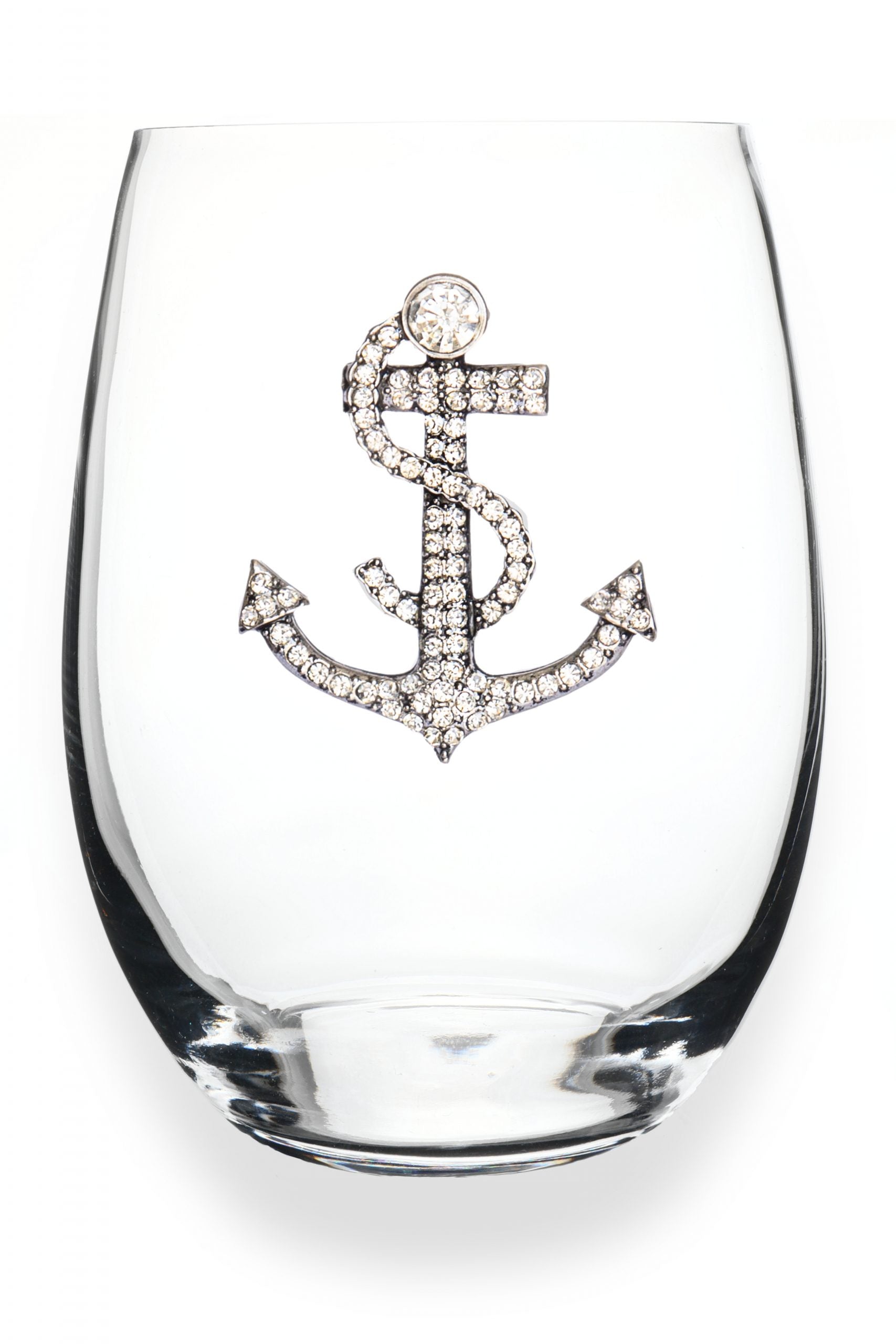 Queens' Jewels Anchor Jeweled Stemless Wine Glass - Sure to become your favorite wine glass!  Also a perfect gift for Birthday's, Housewarmings, etc..  Even prettier in person!