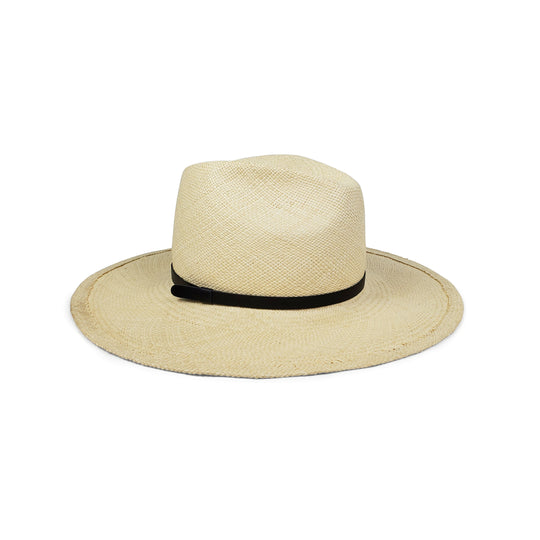 Leather Trim Panama Hat