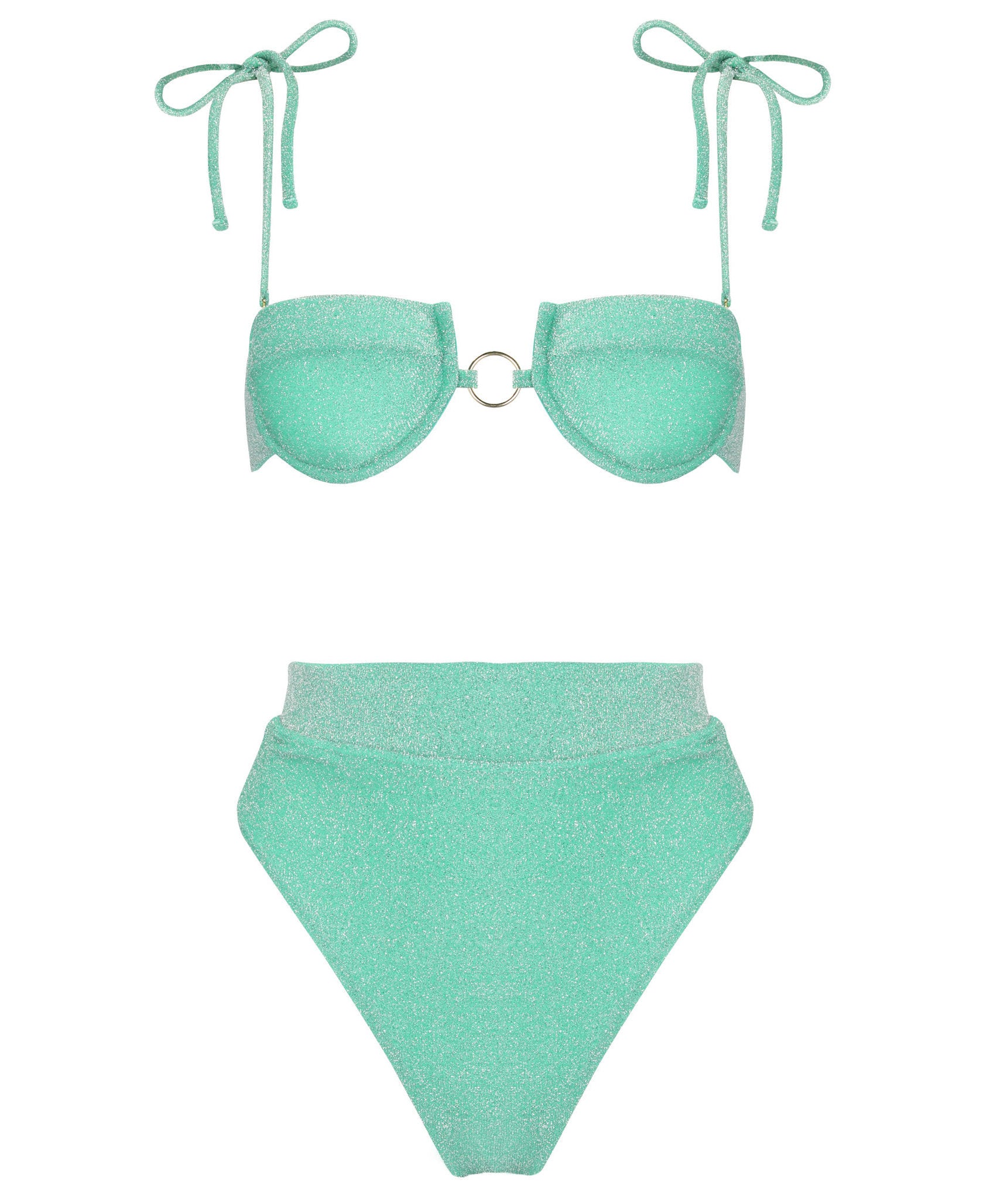 Kenya Sparkle Green High Waist Bikini