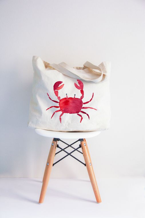 The perfect tote for the beach, errands, grocery shopping, etc.  Cute & Casual, it's prefect for every day!  Watercolor Red Crab XL Tote Bag *Measures 20