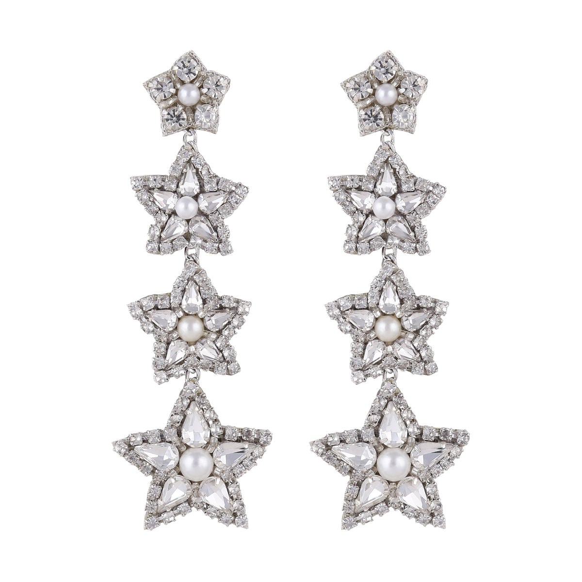 Deepa Gurnani Rea Earrings - Sparkle away with our handmade star crystal earrings! *Cotton *Glass Crystals *Glass Beads *Nickel Free *Vegan Leather Backing *Size: Length 3¼