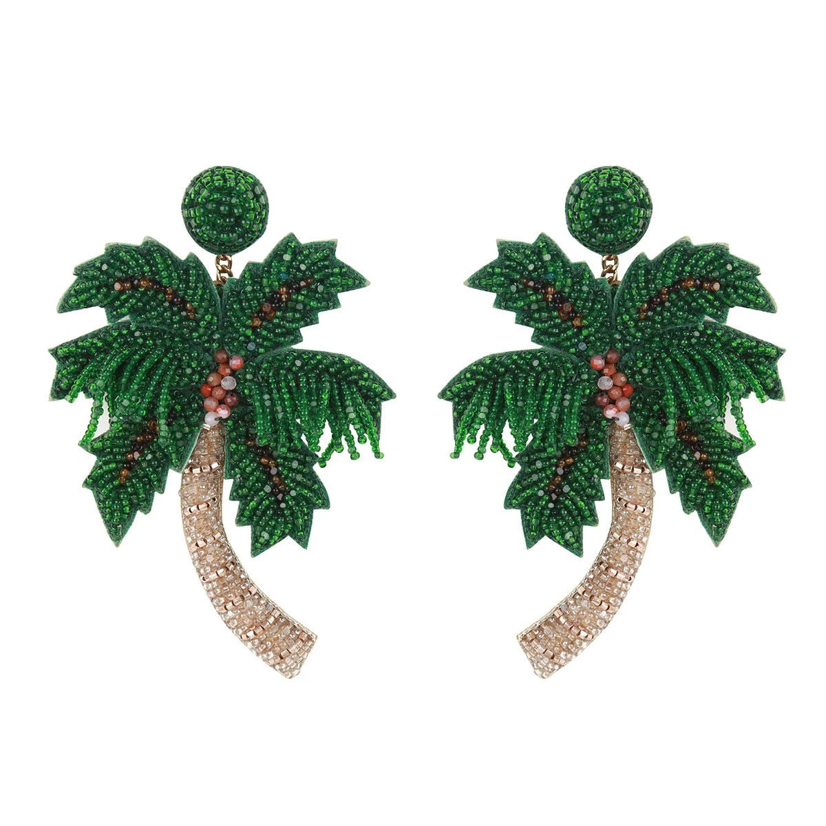 Palm-Tree Flamingo-Swarovski-Crystal-Earrings