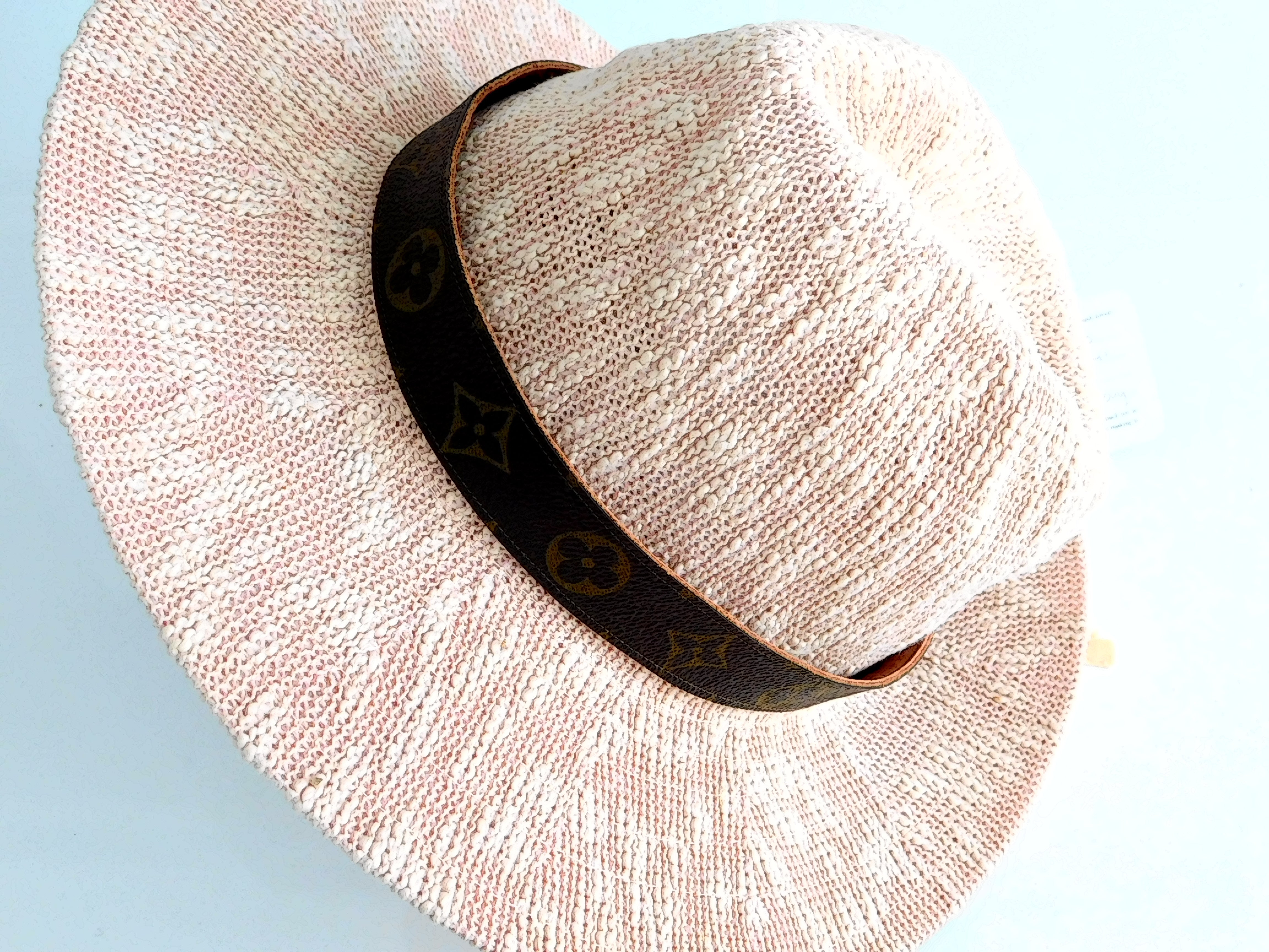 Cowboy Sun Hat in Blush with Louis Vuitton Ribbon