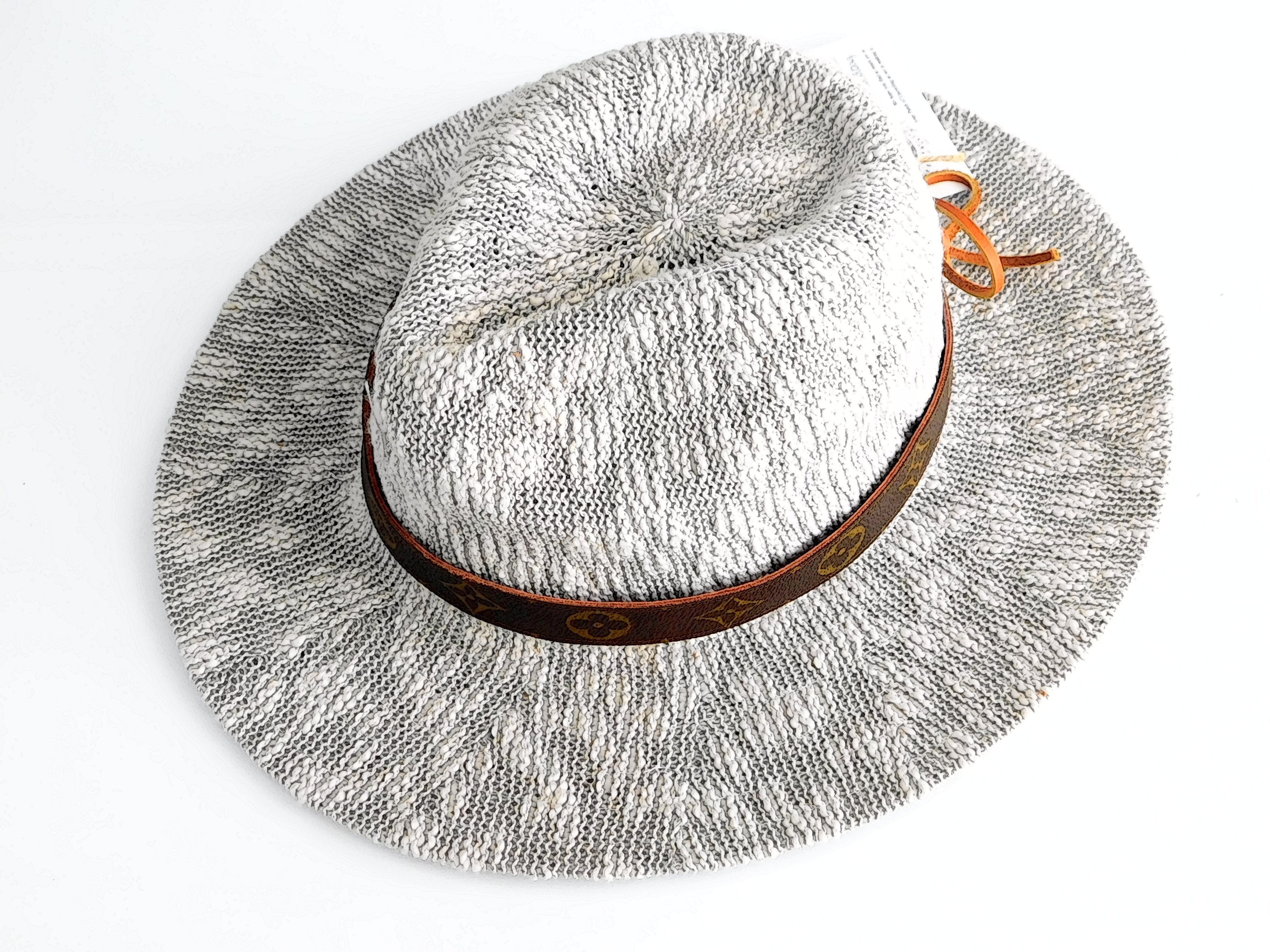 Cowboy Sun Hat in Grey with Louis Vuitton Ribbon