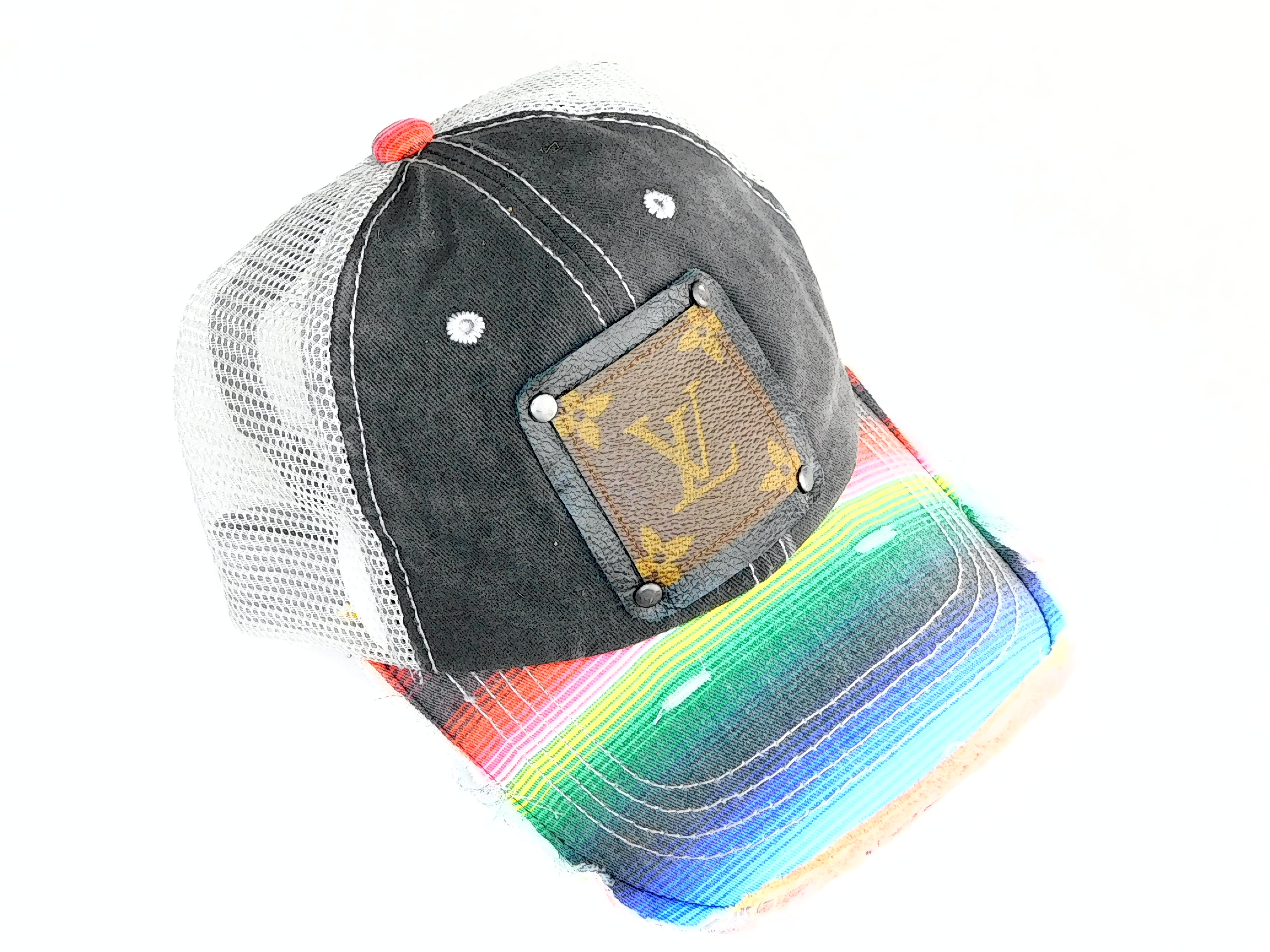 Patches of Upcycling LV Dad Hat - Black