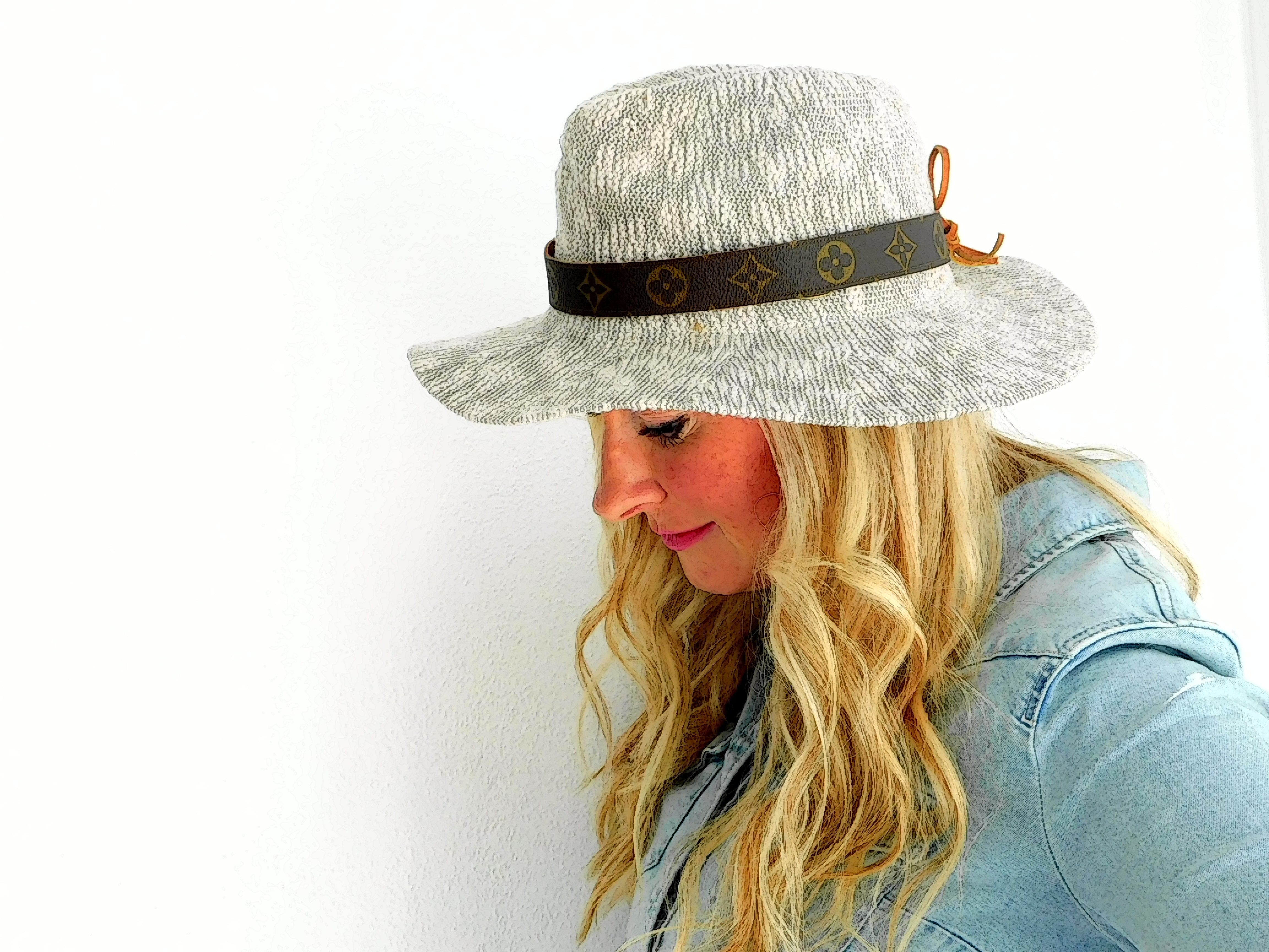 Patches of Upcycling Cowboy Sun Hat in Grey with Louis Vuitton Ribbon –  Stealing Underwear
