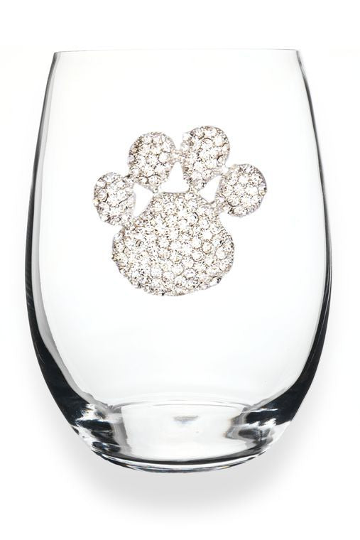 Queens' Jewels Paw Print Jeweled Stemless Wine Glass - Sure to become your favorite wine glass!  Also a perfect gift for Birthday's, Housewarmings, etc..  Even prettier in person!
