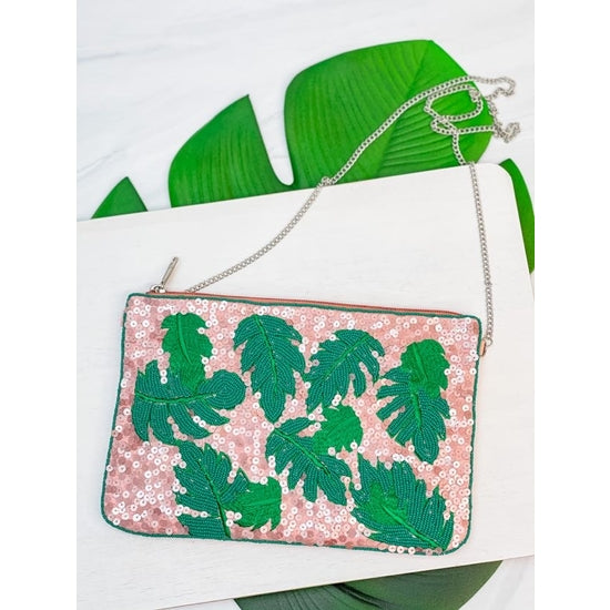 Sequin-Palm-Leaf-Crossbody-Bag