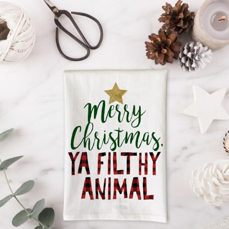Merry Christmas Ya Filthy Animal Kitchen Towel