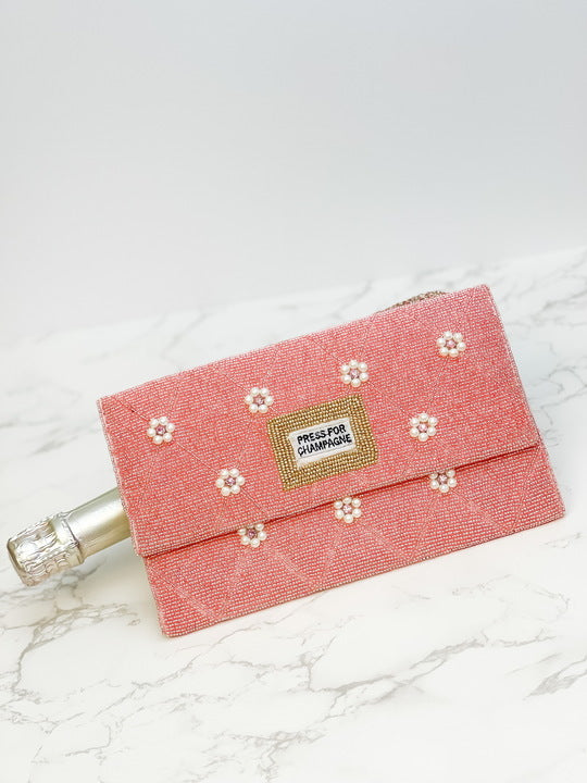 'Press for Champagne' Beaded Convertible Crossbody/Clutch