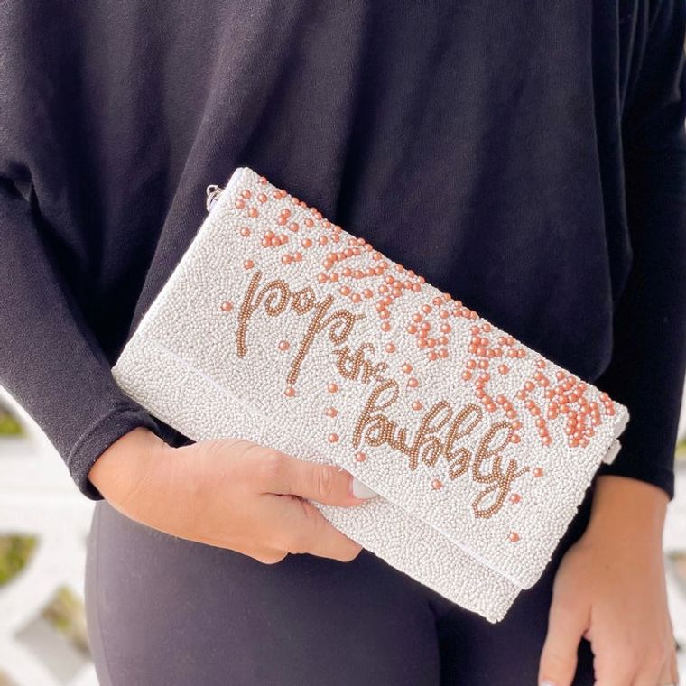 'Pop the Bubbly' Beaded Convertible Crossbody/Clutch