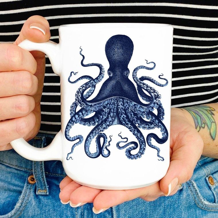 Embrace the sea with this beautiful mug! Watercolor Octopus 15 oz Mug *Professionally Made, Dishwasher and Microwave Safe *100% Ceramic